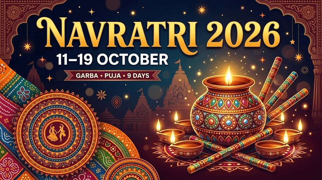 Featured image for article: Navratri 2026: Dates, 9 Days, Colours, Puja and Garba Guide